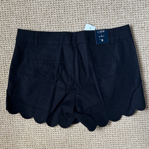 New J. Crew Black Scalloped Linen Shorts - Picture 3 of 4